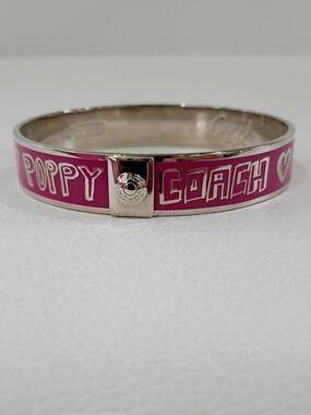 Coach Pink 'Poppy' Enamel Bangle Bracelet